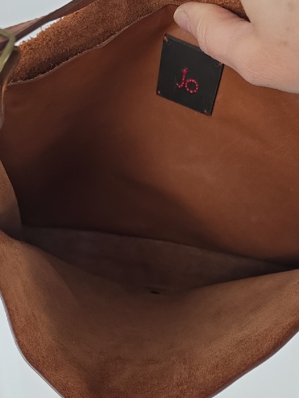 Brown Full-grain Leather Western Boho Minimalist Crossbody Bag W/ Natural Patina - Picture 9 of 10